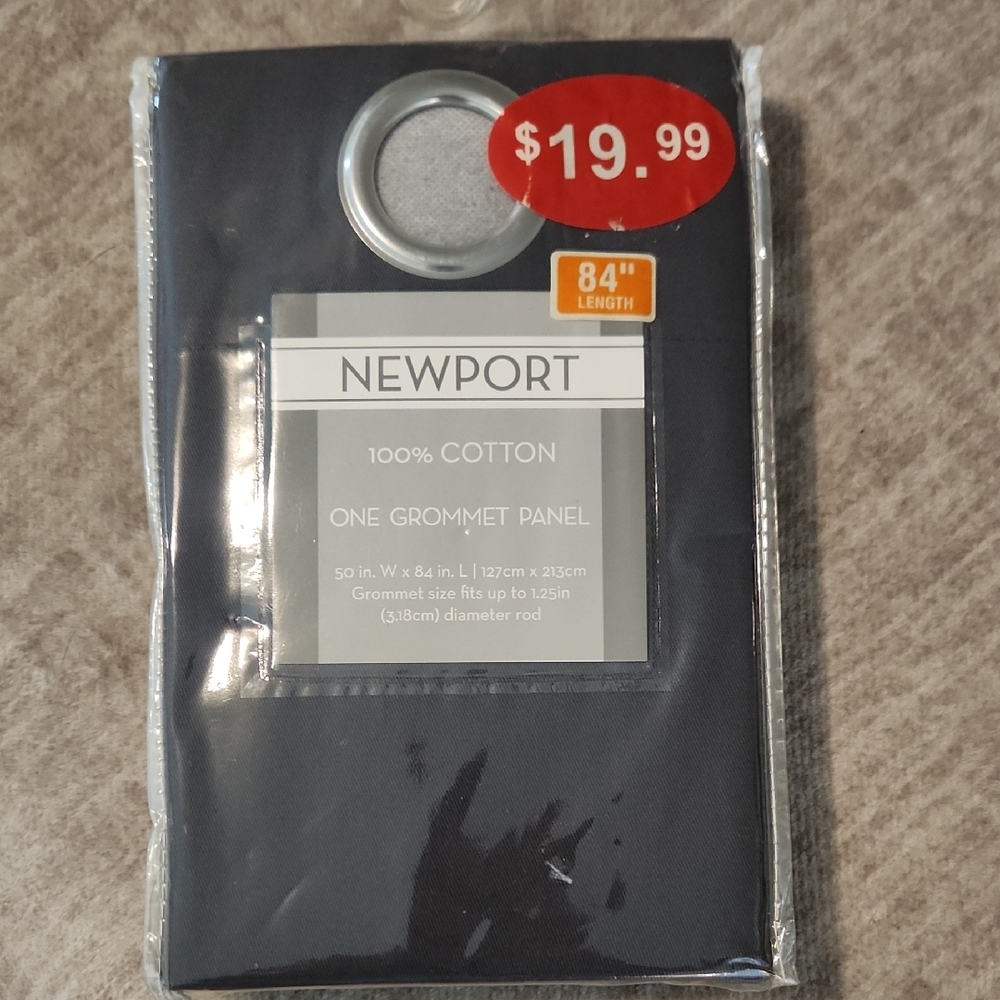Newport Dark Gray Grommet Curtain Panel